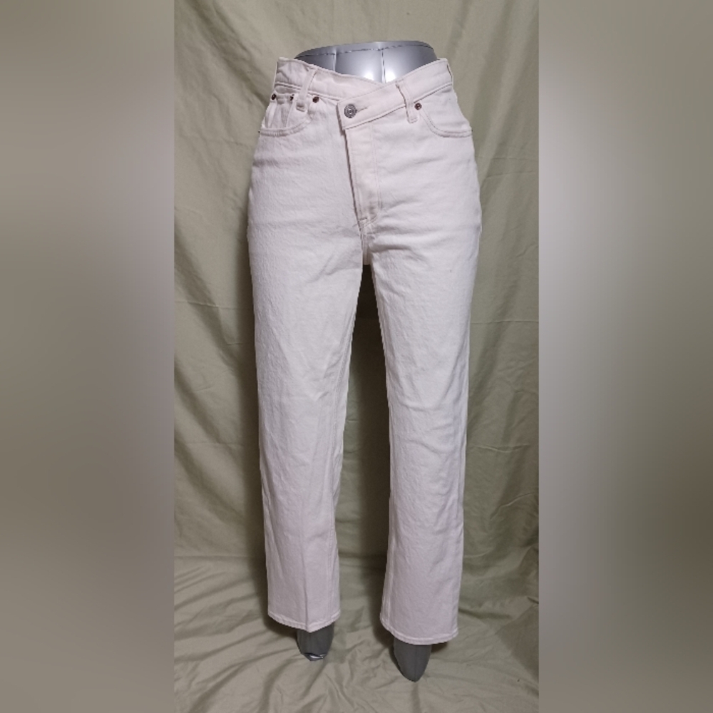 Abercrombie & Fitch The Dad High Rise Light Cream Straight Leg Jeans Size 6